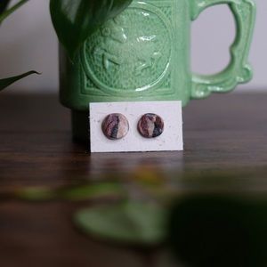 Handmade Stone Stud Earrings Set of 2